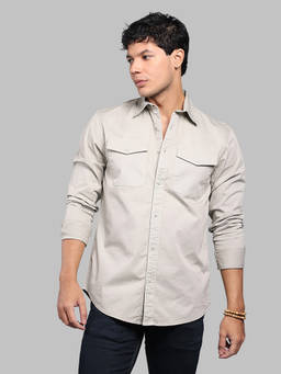 ROOKIES - Grey Solid/Plain Relaxed Shirt