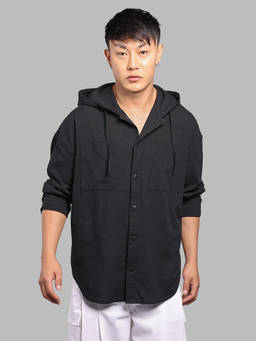 ROOKIES - Black Solid/Plain Oversized Shirt