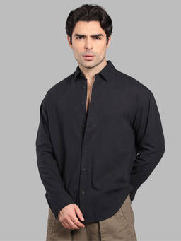 ROOKIES - Black Solid/Plain Oversized Shirt
