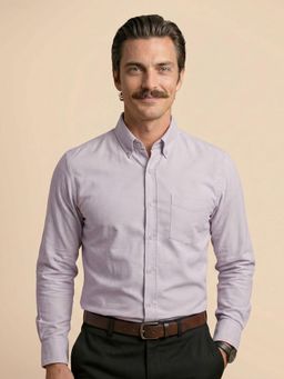 THE FORMAL CLUB - Lavender Solid/Plain Regular Formal Shirt