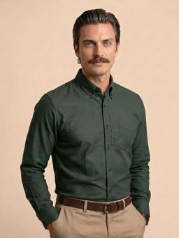 THE FORMAL CLUB - Olive Solid/Plain Regular Formal Shirt