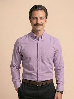 THE FORMAL CLUB - Lavender Solid/Plain Regular Formal Shirt