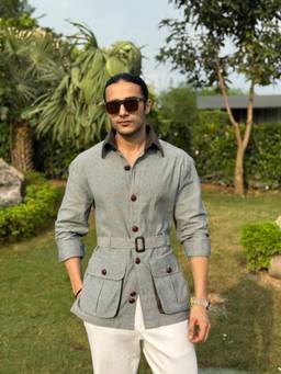 Dressjet - Grey Textured Regular Shirt