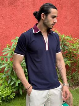 Dressjet - Blue Solid/Plain Regular Polo T-Shirt