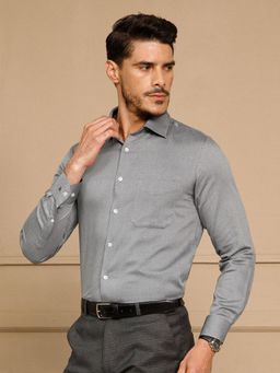 THE FORMAL CLUB - Grey Textured Regular Formal Shirt