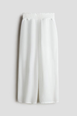 H&M - Girls White Smocked Crinkled Trousers