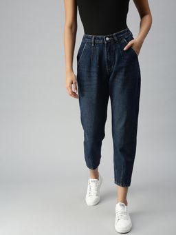 SHOWOFFFF - Women Ankle High-Rise Blue Clean Look Jeans