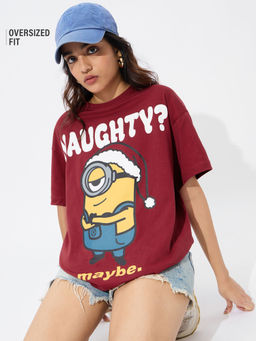 The Souled Store - Official Minions Naughty Women Oversized T-Shirt