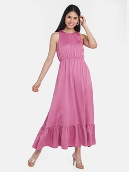 Zink London - Women Pink Solid Maxi Dress