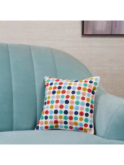 HomeTown - Pop Modern Circle Crewel Embroidery Cushion Cover 30 x 30 Cm in Multi Colour
