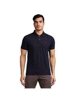 Parx - Dark Blue Printed Polo T-shirt