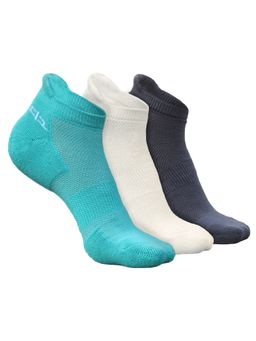 Heelium - Bamboo Ankle Socks for Women - 3 Pairs - Teal - White - Grey - Odour Free