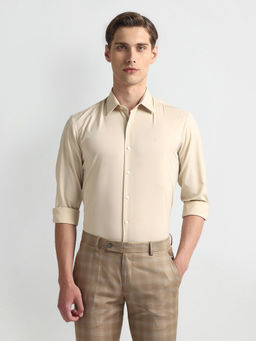 Arrow Newyork - Manhattan Slim Fit Twill Beige Formal Shirt