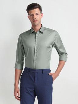 Arrow Newyork - Cotton Nylon Slim Fit Green Formal Shirt