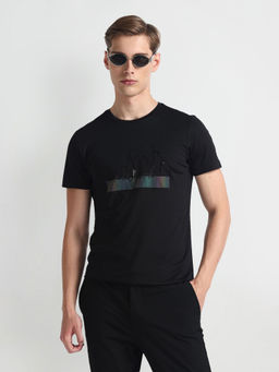 Arrow Newyork - Crew Neck Black Graphic Print T-Shirt