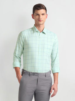Arrow - Manhattan Slim Fit Dobby Green Formal Shirt