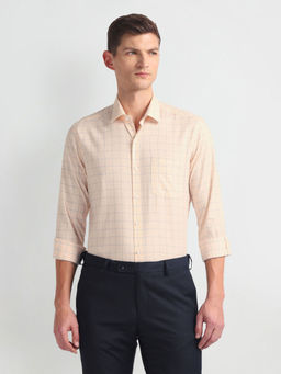 Arrow - Manhattan Slim Fit Dobby Light Orange Formal Shirt