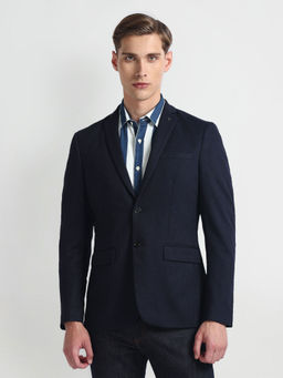 Arrow - Slim Fit Dobby Navy Blue Weave Blazer