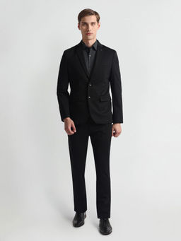 Arrow - Zero Calorie Slim Fit Black Self Design Suit (Set of 2)