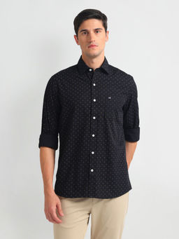Arrow Sports - Manhattan Slim Fit Black Cotton Casual Shirt