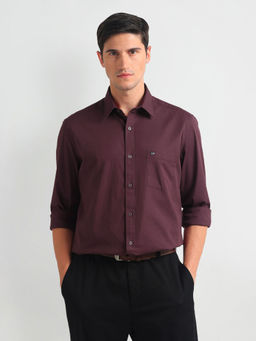Arrow Sports - Manhattan Slim Fit Solid Purple Casual Shirt