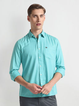 Arrow Sports - Spread Collar Neck Slim Fit Blue Casual Shirt