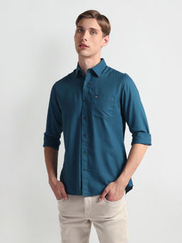 Arrow Sports - Cotton Tencel Slim Teal Casual Shirt