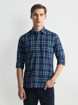 Arrow Sports - Tartan Check Slim Fit Blue Casual Shirt