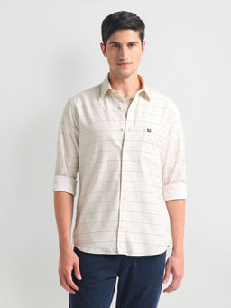 Arrow Sports - Horizontal Stripe Twill Casual Shirt