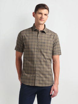 Arrow Sports - Pure Cotton Check Brown Casual Shirt