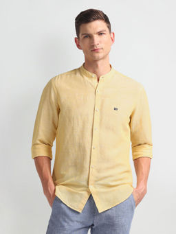 Arrow Sports - Linen Blend Slim Fit Yellow Casual Shirt
