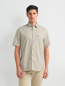Arrow Sports - Motif Print Cotton Beige Casual Shirt