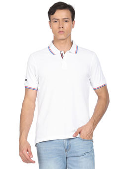 Arrow Sports - Men White Solid Cotton Polo T-Shirt