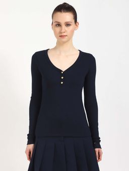Tommy Hilfiger - Navy Blue Solid Slim Fit T-Shirt