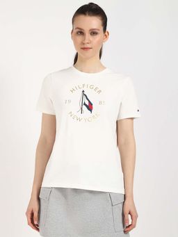 Tommy Hilfiger - White Solid Slim Fit T-Shirt