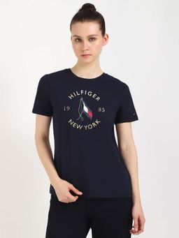 Tommy Hilfiger - Navy Blue Solid Slim Fit T-Shirt