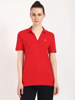 Tommy Hilfiger - Red Solid Regular Fit Polo T-Shirt