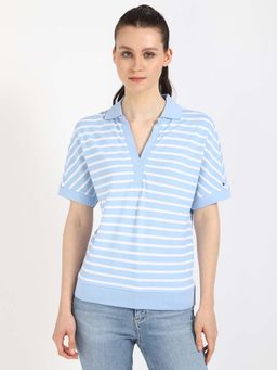 Tommy Hilfiger - Blue Stripes Relaxed Fit Polo T-Shirt