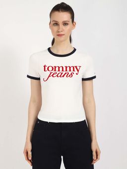 Tommy Hilfiger - White Solid Slim Fit T-Shirt