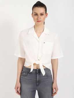 Tommy Hilfiger - White Solid Regular Fit Shirt