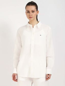 Tommy Hilfiger - White Solid Relaxed Fit Shirt