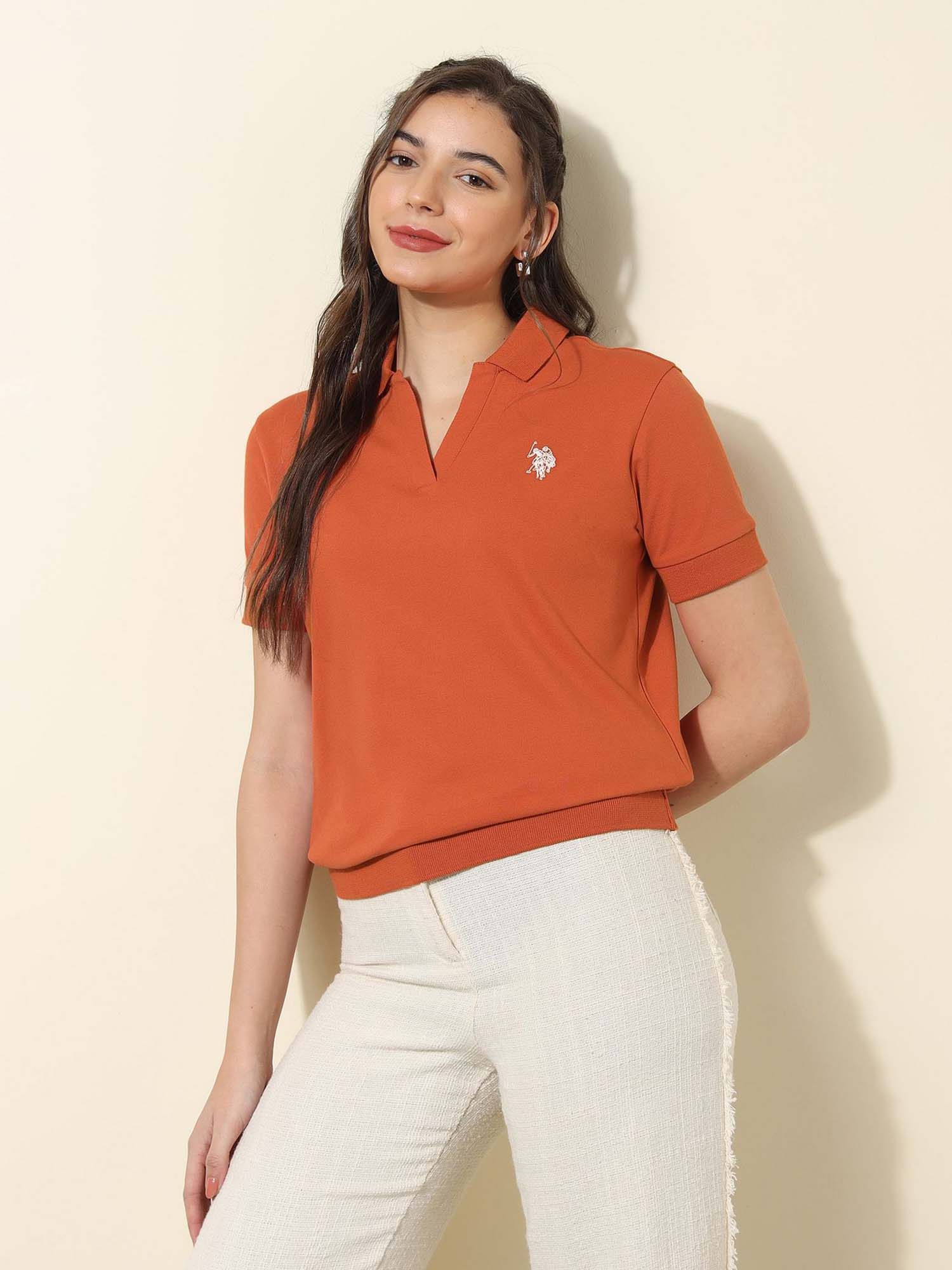 Rust Solid Relaxed Fit Polo T-Shirt-picture-26