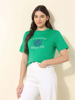 U.S. POLO ASSN. - Green Embroidered Boxy Fit T-Shirt