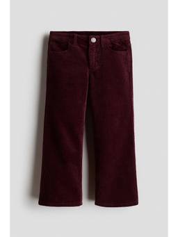 H&M - Girls Maroon Wide Cotton Corduroy Trousers