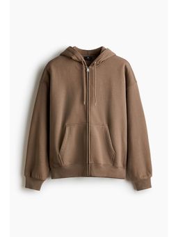 H&M - Men Brown Oversized Fit Zip-Through Hooded Jacket