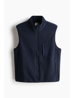 H&M - Men Navy Blue Regular Fit Teddy Sports Gilet