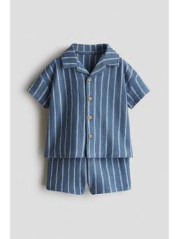H&M - Boys Blue 2-Piece Cotton Jersey Shirt and Shorts