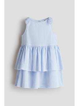 H&M - Girls Blue Tiered Seersucker Dress