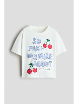 H&M - Girls White Printed T-Shirt