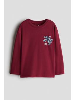 H&M - Boys Red Printed Long-Sleeved T-Shirt